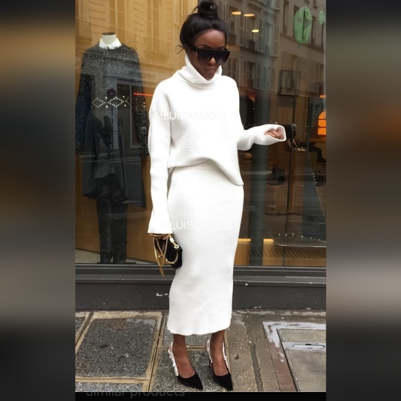 Zara Elegant White Ribbed Pencil Midi Skirt - Picture 2 of 2